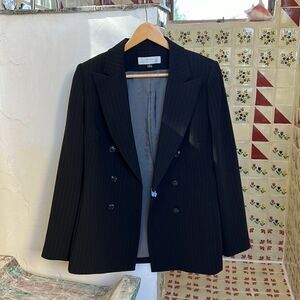 Double Breasted Blazer Tahari Womens size 6 Classic Oversized Blazer Coat Stripe